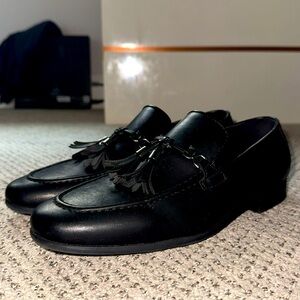 ASOS DESIGN loafers in black faux leather with tassel detail - Size: US 6